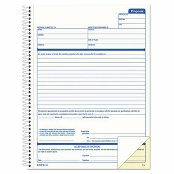 Tops Products TOPS, Spiralbound Proposal Form Book, 8 1/2 X 11, Two-Part Carbonless, 50PK 41850